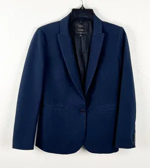 J. CREW Parke Navy Bi-Stretch Lined Single Button Blazer Size 2 Career Preppy thumbnail 1