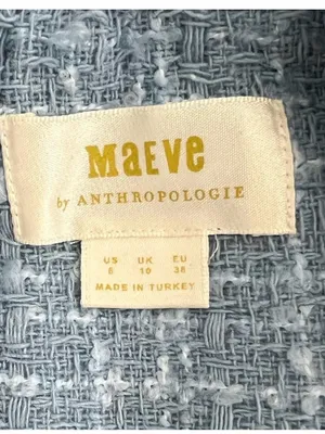 Maeve Anthropologie Blue Tweed Pearl Button Blazer Mini Dress NWOT Size 8 thumbnail 5