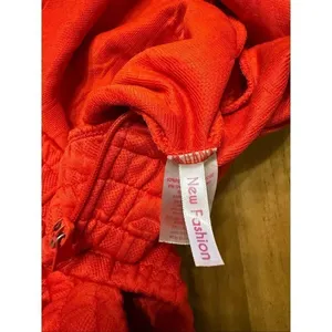 Cropped short sleeve zip up red hoodie jacket juniors size medium thumbnail 3