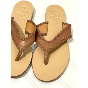 Jack Rogers Womens Whipstitch Leather Thong Sandals Saddle Tan Size 8M Flat thumbnail 3