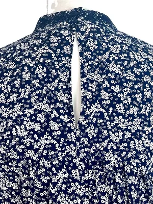 Chelsea & Violet Mini Floral Print Tiered Ruffle Long Sleeve Dress S Blue NWT thumbnail 7