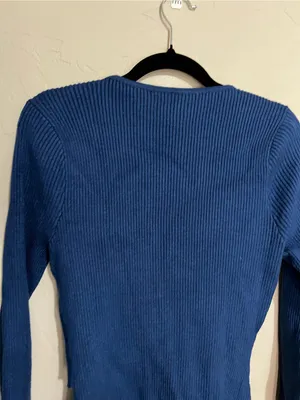 Abercrombie & Fitch‎ Luxeloft Blue Sweater Ribbed Wrap Thong Bodysuit thumbnail 9
