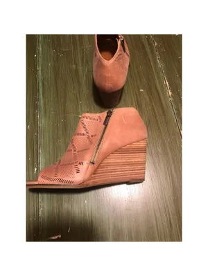 Lucky Brand EUC Women's Jaspah Lasercut Leather Upper 3.75" Wedges Size 9.5 thumbnail 5