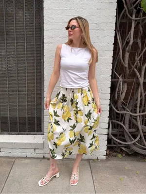 Target Lemon print midi skirt sz s #boho #farm #cottagecore #churchskirt - no brand thumbnail 2