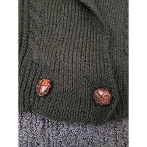 Vintage JH Collectibles Wool Dark Green Shawl Collar Knit Blouse M thumbnail 10