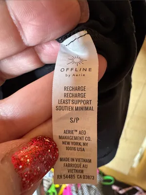 Aerie OFFLINE The Hugger Longline Racerback Sports Bra Black Small thumbnail 8