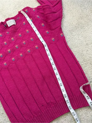 Pendleton Women’s Vintage 100% Virgin Wool Floral Sweater in Pink S thumbnail 9