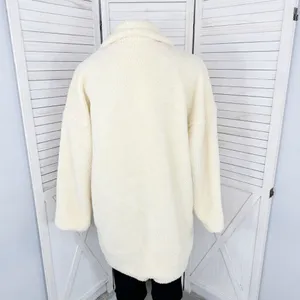 Pretty Little Thing Faux Sherpa Double Breasted Teddy Coat Cream 10 Borg‎ Lapel thumbnail 7