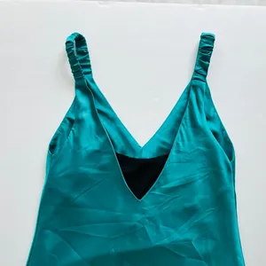 Hemline Rita Miin Ruffle Dress Emerald Green Size Medium Satin Cocktail Party thumbnail 5
