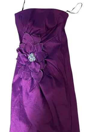 Morgan & Co. Purple Strapless Dress with Floral Accent size 1/2 thumbnail 1