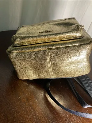 Coach Metallic Gold Mini Charlie Backpack with Front Zip Pocket thumbnail 4