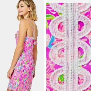 Lilly Pulitzer Shelli Stretch Midi Dress Amethyst Embroidered Pink Size 6 thumbnail 3