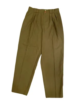 The BEST Vintage 1980s Olive Green High Waisted Wide Leg Pleated Dress Pants 🍸 thumbnail 1