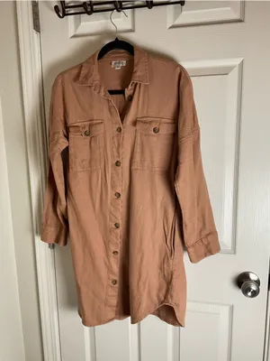 The Drop Spreadfashion Long Sleeve Twill Utility Shacket Dress thumbnail 2