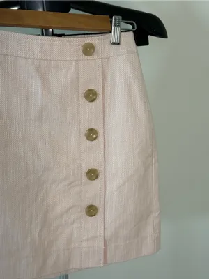 Ann Taylor Petite Pink Textured Button Front Mini Skirt – Size 0P – NWT thumbnail 3