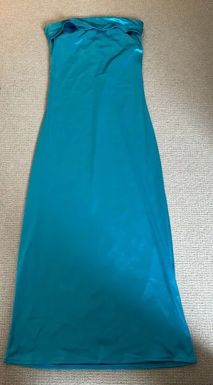 Peppermayo Blue Strapless silky Dress thumbnail 1