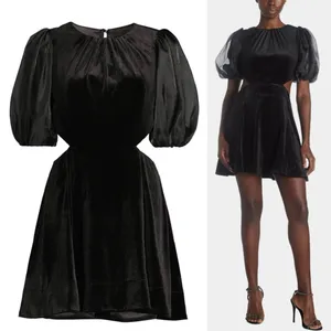 Bardot Marina Velvet Backless Mini Dress Black Womens 6 Medium Sheer Sleeves New thumbnail 3