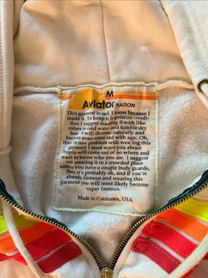 Aviator Nation 5 STRIPE CROPPED ZIP HOODIE- size Medium thumbnail 5