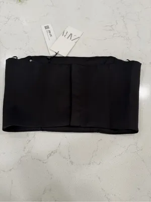 Zara Black Strapless Crop Top with Structured Fit thumbnail 6