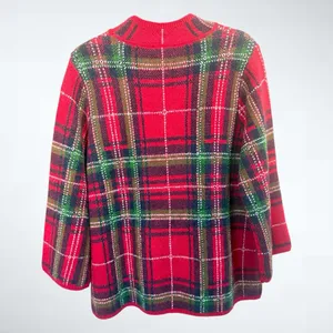 Entro Holiday Plaid Knit Sweater in Red Size S thumbnail 2
