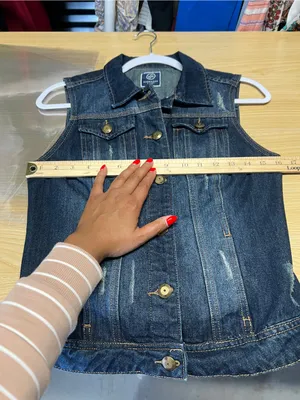 Boom‎ Boom Jeans Dark Wash Distressed Denim Vest Medium thumbnail 8