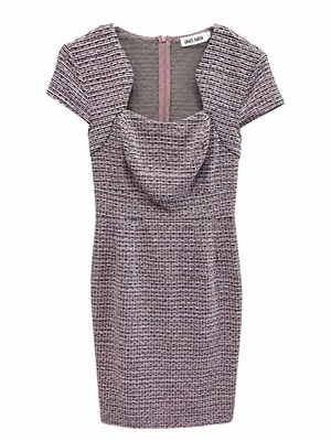 Grace Karin Tweed Sheath Dress Sz S Pink Black Metallic Square Neck Career thumbnail 1