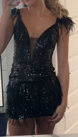 Feather Hoco Dress Black Size 2 thumbnail 3