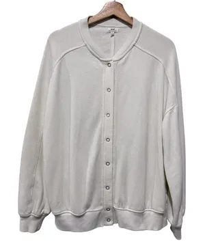 Aerie Cardi Bomber Fleece Sweatshirt Oversized Women Sz S White Boho Sweater thumbnail 1
