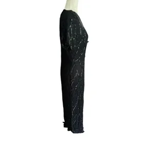 Vintage Stenay Silk Beaded Maxi Dress 6 Black Gown Cocktail Beaded Formal Party‎ thumbnail 5