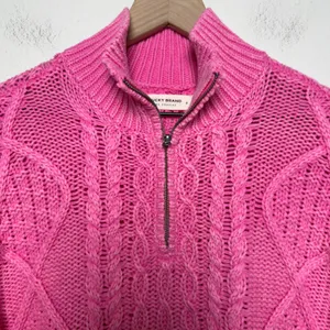 Lucky Brand Women Cotton Sweater Small Pink Cable Knit Quarter Zip Pullover thumbnail 7