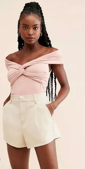 Sophie Rue Pink off the shoulder bodysuit thumbnail 1