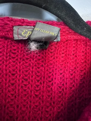Vintage Epitome Womens Small 100% Wool Cardigan Red Open Front Pocket Sweater thumbnail 3