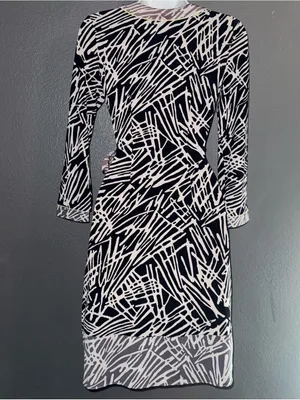 BCBGMAXAZARIA New w $158 Tags Abstract Print Wrap V-Neck Dress XS - Small thumbnail 7