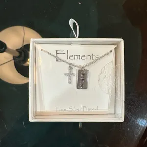 Elements Silver Necklace with Cross and Believe Pendant. Petite, but meaningful thumbnail 2