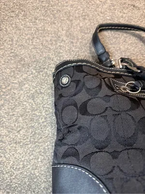 Vintage Coach Hampton Signature Satchel Black Canvas Leather Y2K Hobo code 6830 thumbnail 4