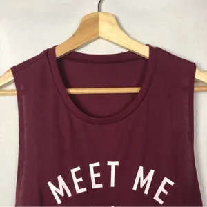 Boutique Meet Me At the Barre Burgundy‎ Red Graphic Muscle Tank Top S thumbnail 3