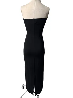 LESET Rio Bandeau Dress in Black Medium New Womens Column Maxi Gown thumbnail 6