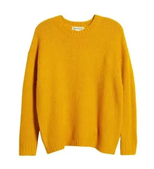 NEW Cotton Emporium Women's Size Medium Mustard Yellow Rib Knit Sweater thumbnail 1
