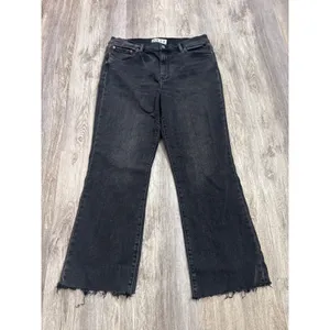 Daze Denim Hug High Rise Cropped Flare Jeans Haunt Faded Grey Black Size 32 thumbnail 2