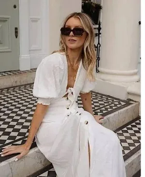 FREE PEOPLE String of Hearts Cutout Maxi Dress in White Size X-Small thumbnail 1