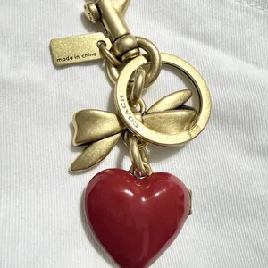 Coach Bow Heart Locket Bag Charm Keychain thumbnail 4