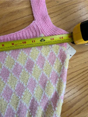 NWT Intimately Free People Dream Diamonds Romper Pink Yellow Argyle Knit Small S thumbnail 8