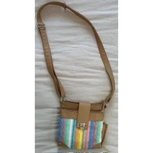Rosetti Multi Color Striped Woven Crossbody Bag Tan Organizer Purse thumbnail 4
