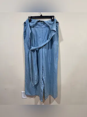 NWT Free People Size LARGE Sasha Convertible Wide Leg Jeans Pocket Jumpsuit thumbnail 5