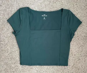 Hollister Green Cropped Square Neck Baby Tee thumbnail 1