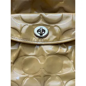 Coach Leah Yellow Shoulder Bag Signature Embossed Design Women's Handbag thumbnail 2