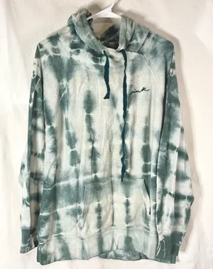 PINK - Victoria's Secret White And Green Tie-Dye Hoodie Sweater — Size Large thumbnail 1