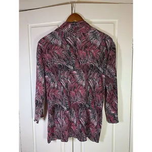 Notations Whimsigoth‎ Top Womens Large Black Pink Beaded Stretch Office Church thumbnail 3