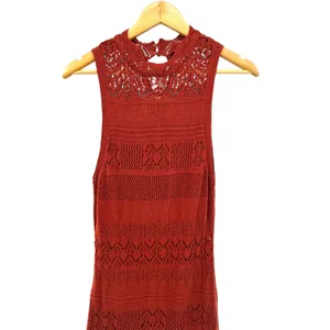 Anthropologie Open Knit Maxi Dress‎ Rust Brown Womens M Boho Hippie 70s Crochet thumbnail 3
