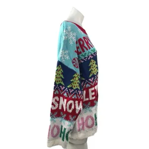 NEW 33 Degrees Merry & Bright Multicolor Christmas Holiday Sweater Top Size L thumbnail 2